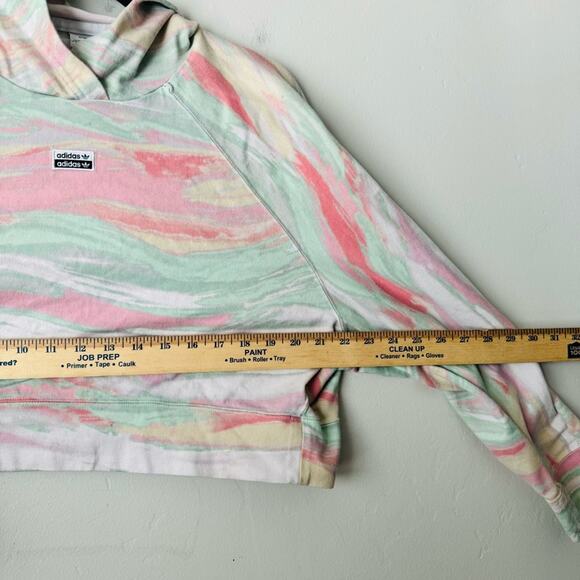 ADIDAS WOMEN'S CROPPED TREFOIL HOODIE SHERBERT RAINBOW  ~SIZE SMALL - Picture 6 of 10